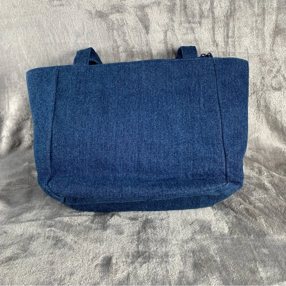 Kim Rogers Denim Tote Bag Christmas Themed Applique Embroidered New With Tag Vtg